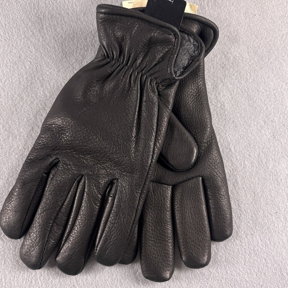 Vintage Geier Glove Co Deerskin Leather Driving Gloves Size 10 Black Fleece Line